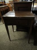 FOLD TOP SINGER SEWING MACHINE CABINET WITH A FITTED DRAWER ON TAPERING SQUARE LEGS