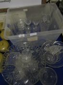 MIXED GLASS WARE, 19TH CENTURY RUMMERS, VASES, FURTHER GLASS PUNCH SET ETC