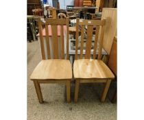 TWO OAK FRAMED HARD SEATED KITCHEN CHAIRS