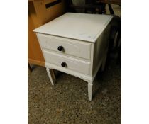 WHITE PAINTED TWO-DRAWER BEDSIDE CHEST
