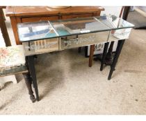 MIRROR FRONTED SINGLE DRAWER SIDE TABLE WITH ETCHED FRONT