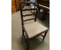 EARLY 19TH CENTURY MAHOGANY LADDER BACK TYPE DINING CHAIR WITH DROP IN SEAT