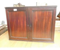 19TH CENTURY MAHOGANY WALL MOUNTED TWO DOOR CUPBOARD WITH SHELVED INTERIOR