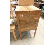 GEORGIAN MAHOGANY WASH STAND WITH DOUBLE LIFT UP TOP WITH CUPBOARD DOOR AND SINGLE DRAWER WITH