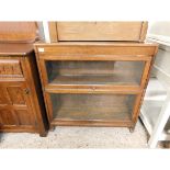 OAK FRAMED TWO SECTIONAL GLOBE WERNICKE STYLE BOOKCASE