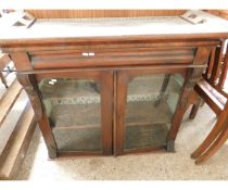 19TH CENTURY MAHOGANY TWO GLAZED DOOR CABINET WITH CARVED DETAILING