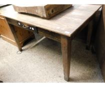 PINE FRAMED SINGLE DRAWER SIDE TABLE ON HEAVY SQUARE LEGS