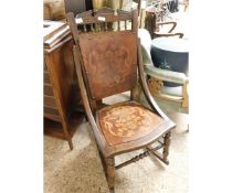 EARLY 20TH CENTURY BEECHWOOD FRAMED PRESSED SEATED AND BACK ROCKING CHAIR