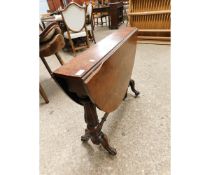 WALNUT CIRCULAR SUTHERLAND TABLE WITH TURNED AND CARVED COLUMN ENDS AND SCROLLING FEET