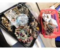 TWO BOXES OF MIXED COSTUME JEWELLERY