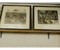 TWO FRAMED LOUIS WAIN PRINTS OF THE CAT'S CIRCUS AND THE DOG'S ACADEMY