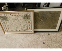 GILT FRAMED MAP OF SURREY TOGETHER WITH A FURTHER MAP OF CHESTER (2)