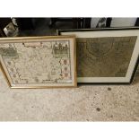 GILT FRAMED MAP OF SURREY TOGETHER WITH A FURTHER MAP OF CHESTER (2)