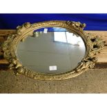 RESIN FORMED OVERMANTEL MIRROR WITH MOUNTED CHERUBS