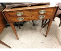 GEORGIAN MAHOGANY CONVERTED LIFT UP TOP SIDE TABLE WITH TWO DROP FLAPS WITH TWO FAUX DRAWERS