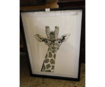 MONOGRAMMED LIMITED EDITION PRINT OF A GIRAFFE WEARING GLASSES