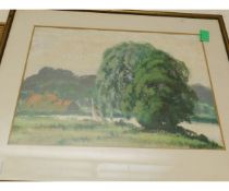 NOEL DENNES, EGG TEMPERA, "AT BRAMERTON", 24 X 34CM, TOGETHER WITH A FURTHER WATERCOLOUR BY A