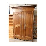 GOOD QUALITY 19TH CENTURY FRENCH WALNUT ARMOIRE FITTED WITH TWO DOORS, DECORATIVE LOCKS AND INLAID