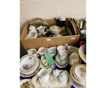 MIXED LOT OF CHINA WARES, DESSERT DISH TOGETHER WITH A FURTHER BOX CONTAINING TEA WARES (QTY)