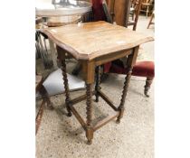 OAK SQUARE TOP BARLEY TWIST SIDE TABLE