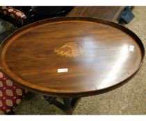 EDWARDIAN OVAL TRAY WITH SHELL INLAY AND SATINWOOD BANDING
