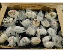 BOX OF MIXED EGG PORCELAIN STORAGE CONTAINERS