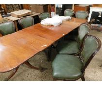 SET OF NINE 19TH CENTURY MAHOGANY FRAMED DINING CHAIRS WITH GREEN LEATHER UPHOLSTERY WITH CABRIOLE