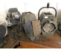 THREE VINTAGE STAGE LIGHTS