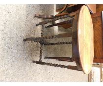 OAK OVAL TOP BARLEY TWIST SUPPORTED OCCASIONAL TABLE