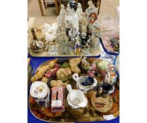 TWO TRAYS OF MIXED CONTINENTAL FIGURES, PIG ORNAMENTS ETC