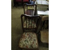 PAIR OF EDWARDIAN SATINWOOD BANDED BEDROOM CHAIRS WITH FLORAL UPHOLSTERED SEATS