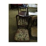 PAIR OF EDWARDIAN SATINWOOD BANDED BEDROOM CHAIRS WITH FLORAL UPHOLSTERED SEATS