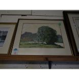 NOEL DENNES, EGG TEMPERA, "AT BRAMERTON", 24 X 34CM, TOGETHER WITH A FURTHER WATERCOLOUR BY A