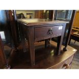 OAK FRAMED SMALL STOOL WITH SINGLE DRAWER AND TAPERING SQUARE LEGS