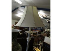 PAINTED REEDED COLUMN STANDARD LAMP WITH CREAM SHADE