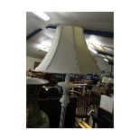 PAINTED REEDED COLUMN STANDARD LAMP WITH CREAM SHADE