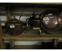 COPPER KETTLE, WARMING PAN, TRIVET ETC