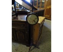 MAHOGANY POLE SCREEN ON A TRIPOD BASE WITH A CIRCULAR EMBROIDERED PANEL