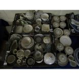 THREE BOXES OF MIXED 19TH CENTURY AND LATER TEA WARES, CUPS, SAUCERS, PLATES, PART LOSOL WARE