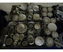 THREE BOXES OF MIXED 19TH CENTURY AND LATER TEA WARES, CUPS, SAUCERS, PLATES, PART LOSOL WARE