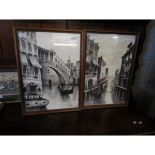 PAIR OF MAHOGANY FRAMED VENETIAN PRINTS