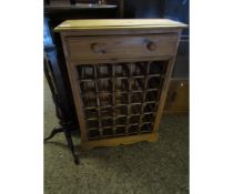 PINE FRAMED WINE RACK WITH SINGLE DRAWER