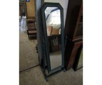 GREEN PAINTED PINE FRAMED CHEVAL MIRROR
