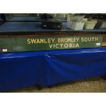 GREEN PAINTED SWANLEY BROMLEY SOUTH VICTORIA RAILWAY SIGN