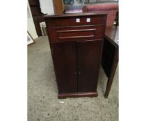 MAHOGANY FRAMED LIFT UP MUSIC CABINET WITH TWO DOORS