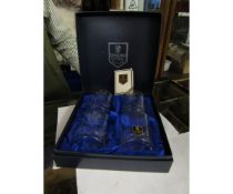 EDINBURGH CRYSTAL BOXED SET OF FOUR WHISKY TUMBLERS TO COMMEMORATE THE ROYAL MARRIAGE ON 29 JULY