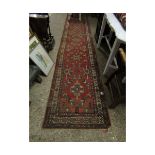 GOOD QUALITY BOKHARA TYPE FLOOR RUNNER WITH REPEATING GEOMETRIC CENTRE WITH MULTI GULL BORDER