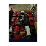 TRAY CONTAINING A COLLECTION OF CLASSIC MINIATURE MODELS OF FERRARI SPORTS CARS ETC
