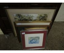 GROUP OF MIXED PRINTS, PICTURES, WATERCOLOURS ETC