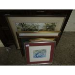 GROUP OF MIXED PRINTS, PICTURES, WATERCOLOURS ETC